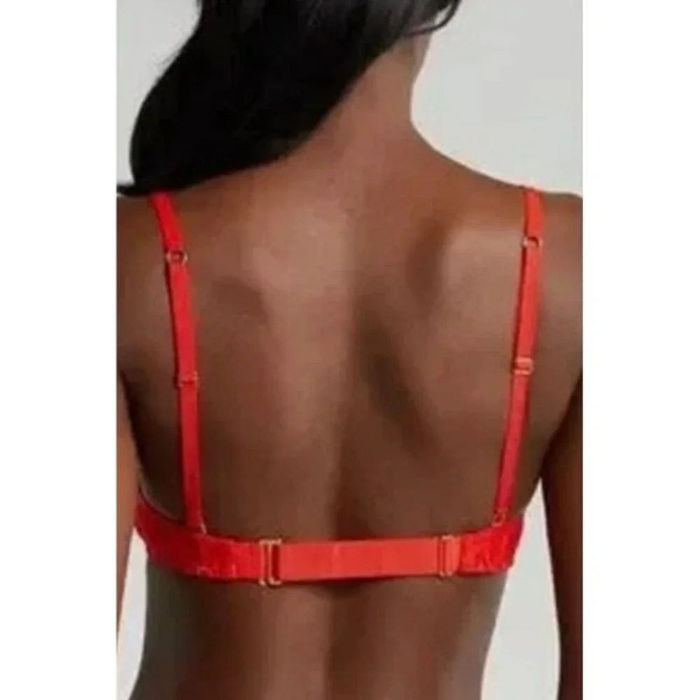 Free People We‎ Are HAH Lace Hook Up Bra Underwire Red B 30-38 Sexy Feminine NWT